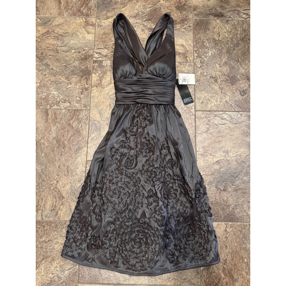NWT $179 Adrianna‎ Papell Boutique Gray Floral Cocktail Party Dress - Size 2